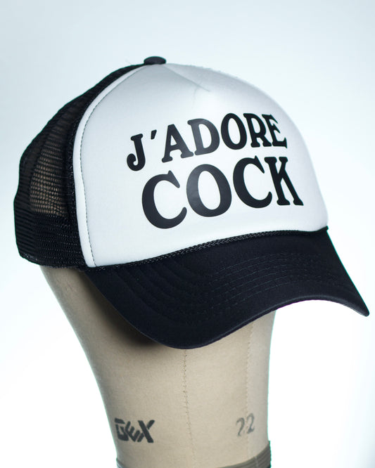 “J’ADORE COCK” cap
