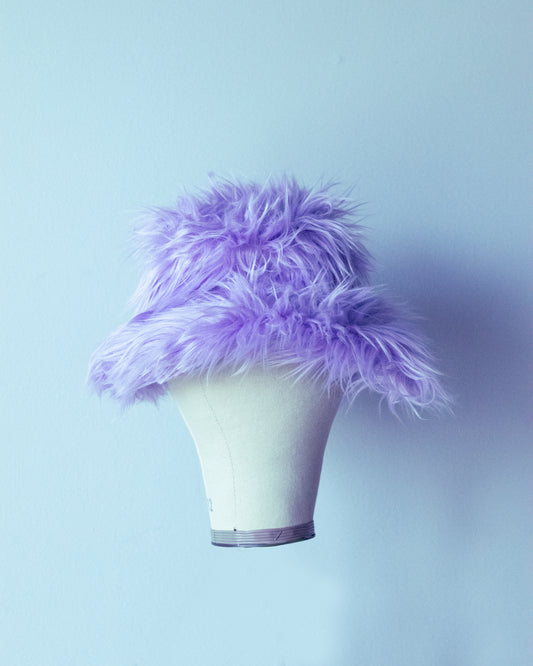 "PURPLE FUZZY BUCKET HAT"